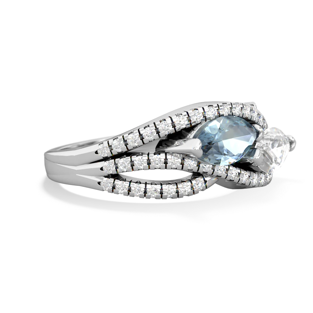 Aquamarine Diamond Rivers 14K White Gold ring R3070