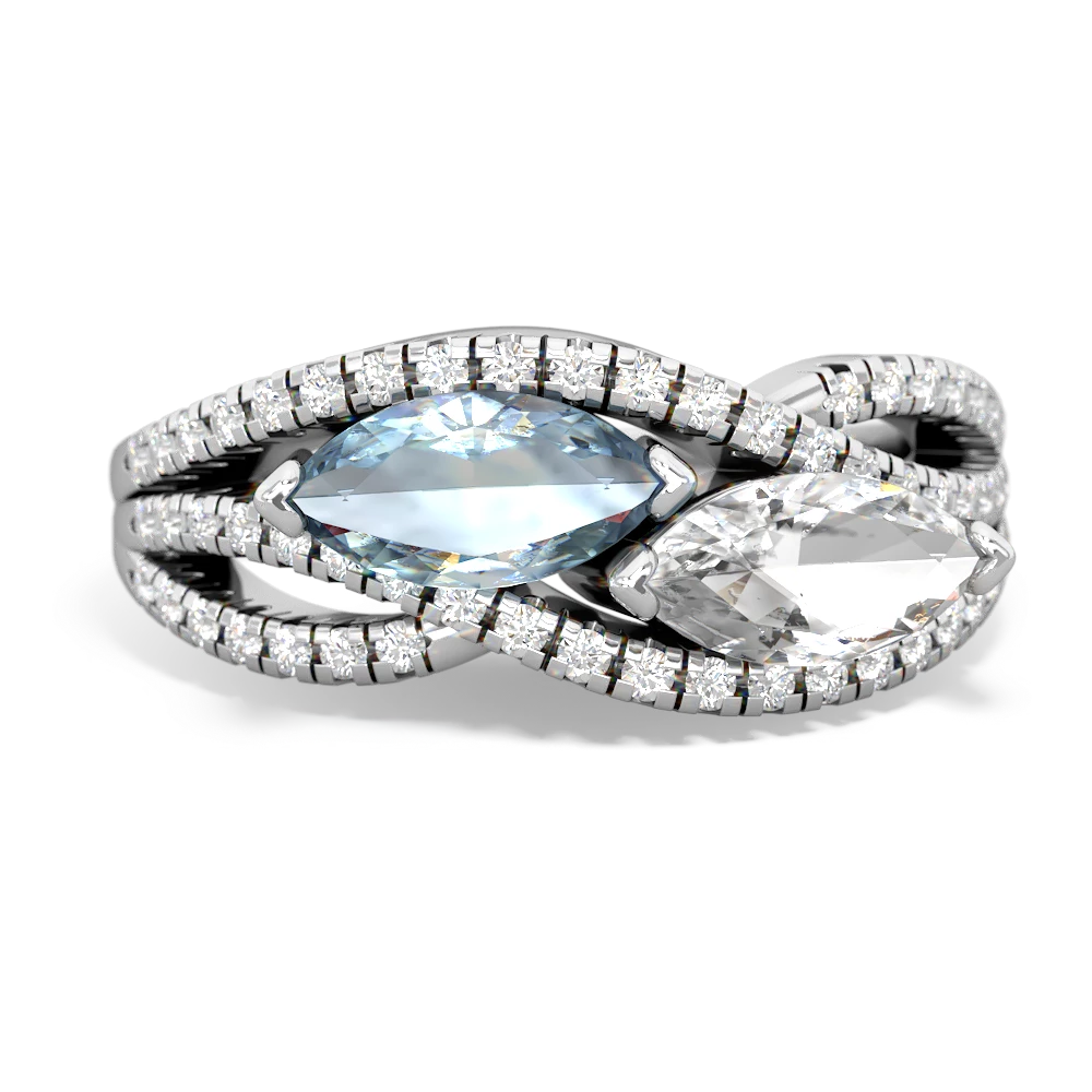 Aquamarine Diamond Rivers 14K White Gold ring R3070