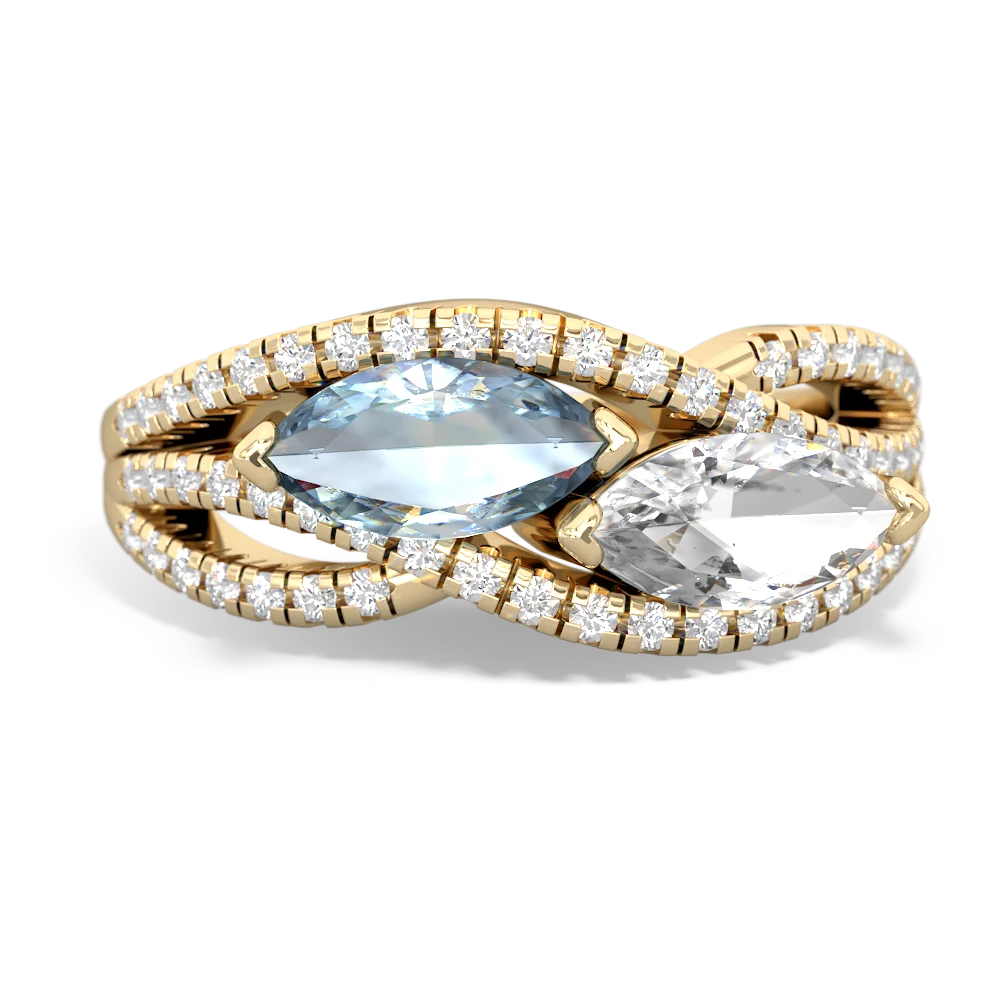 Aquamarine Diamond Rivers 14K Yellow Gold ring R3070