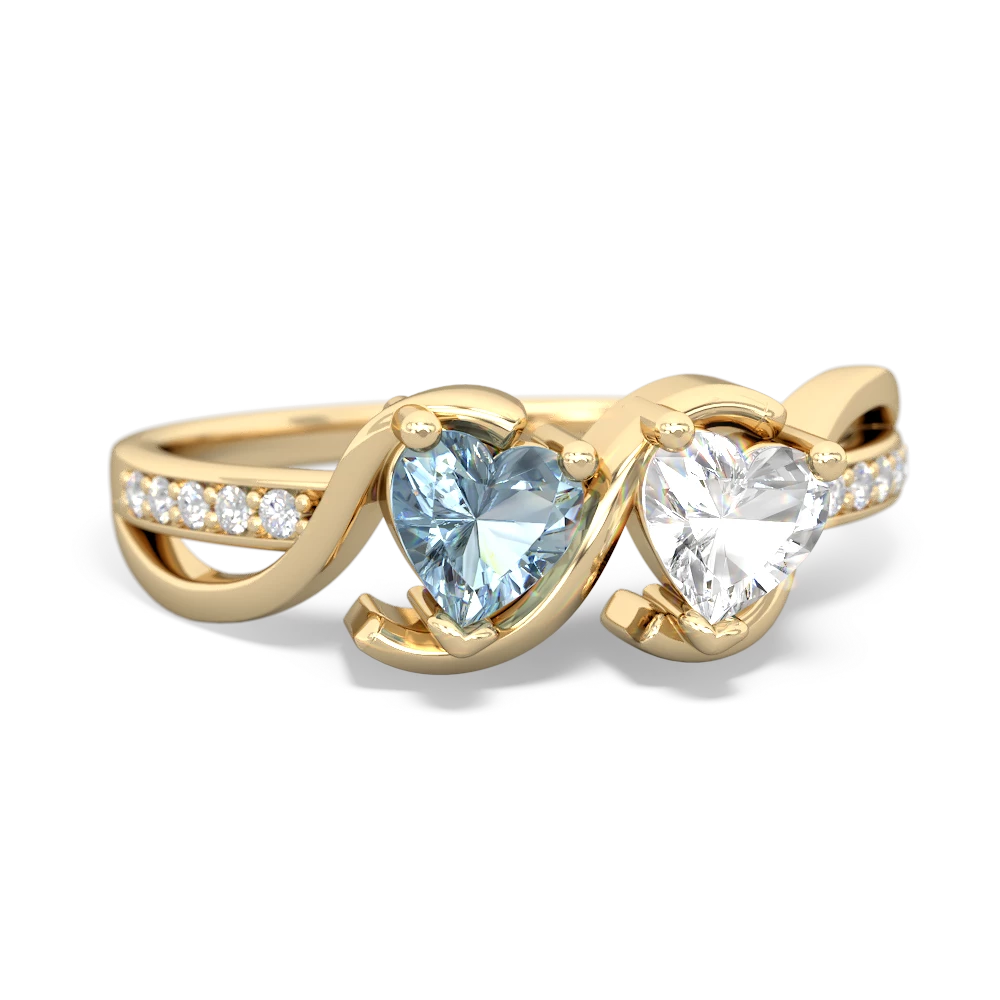 Aquamarine Side By Side 14K Yellow Gold ring R3090