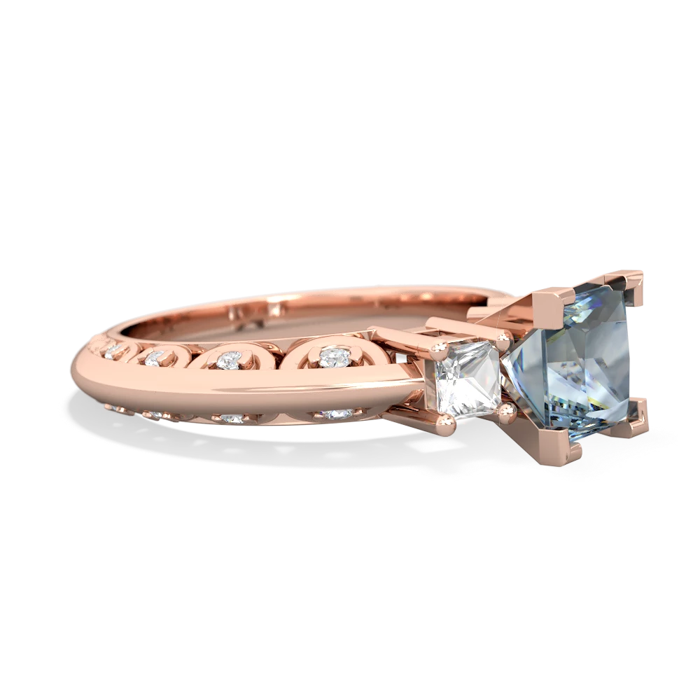 Aquamarine Eternal Embrace Engagement 14K Rose Gold ring C2001