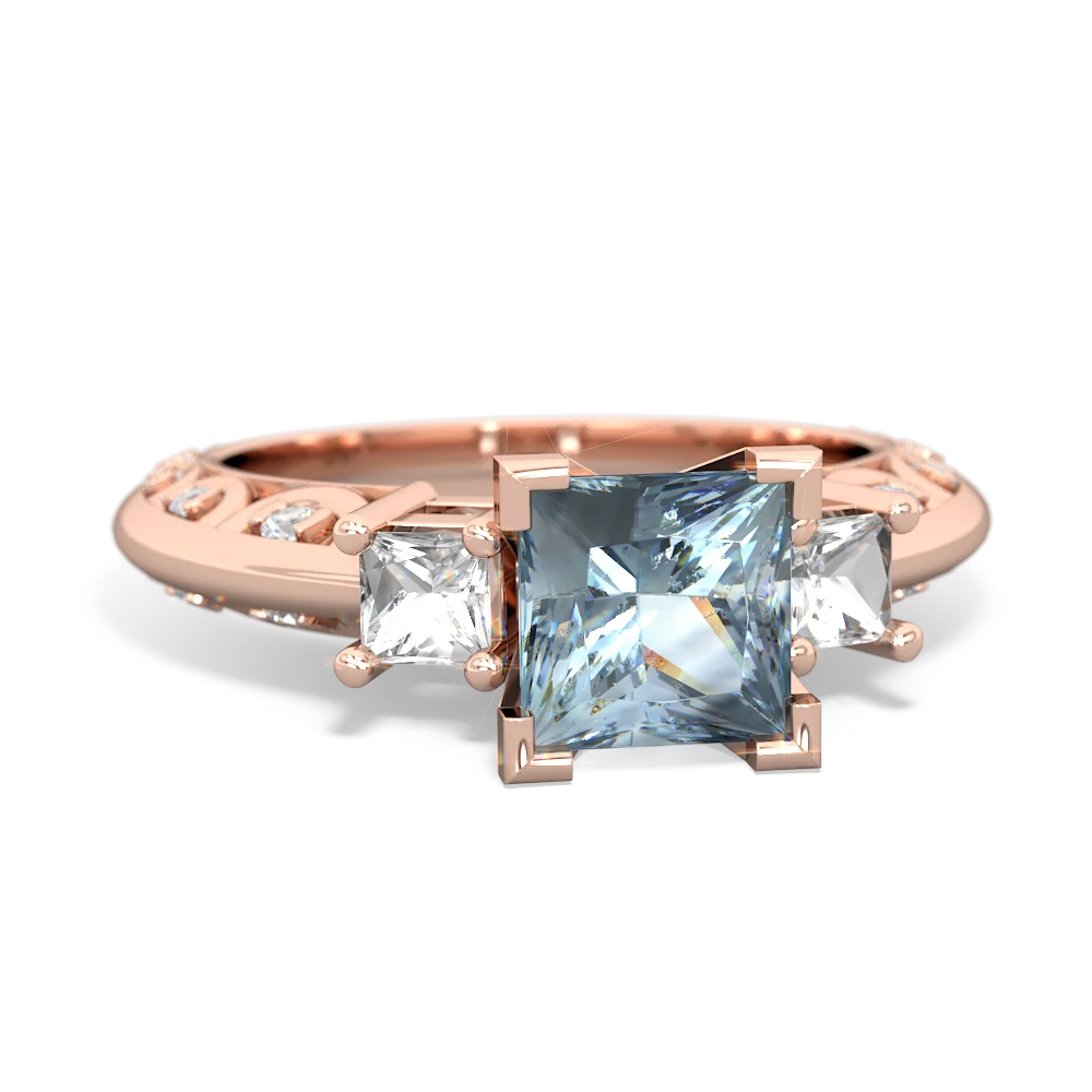 Aquamarine Eternal Embrace Engagement 14K Rose Gold ring C2001