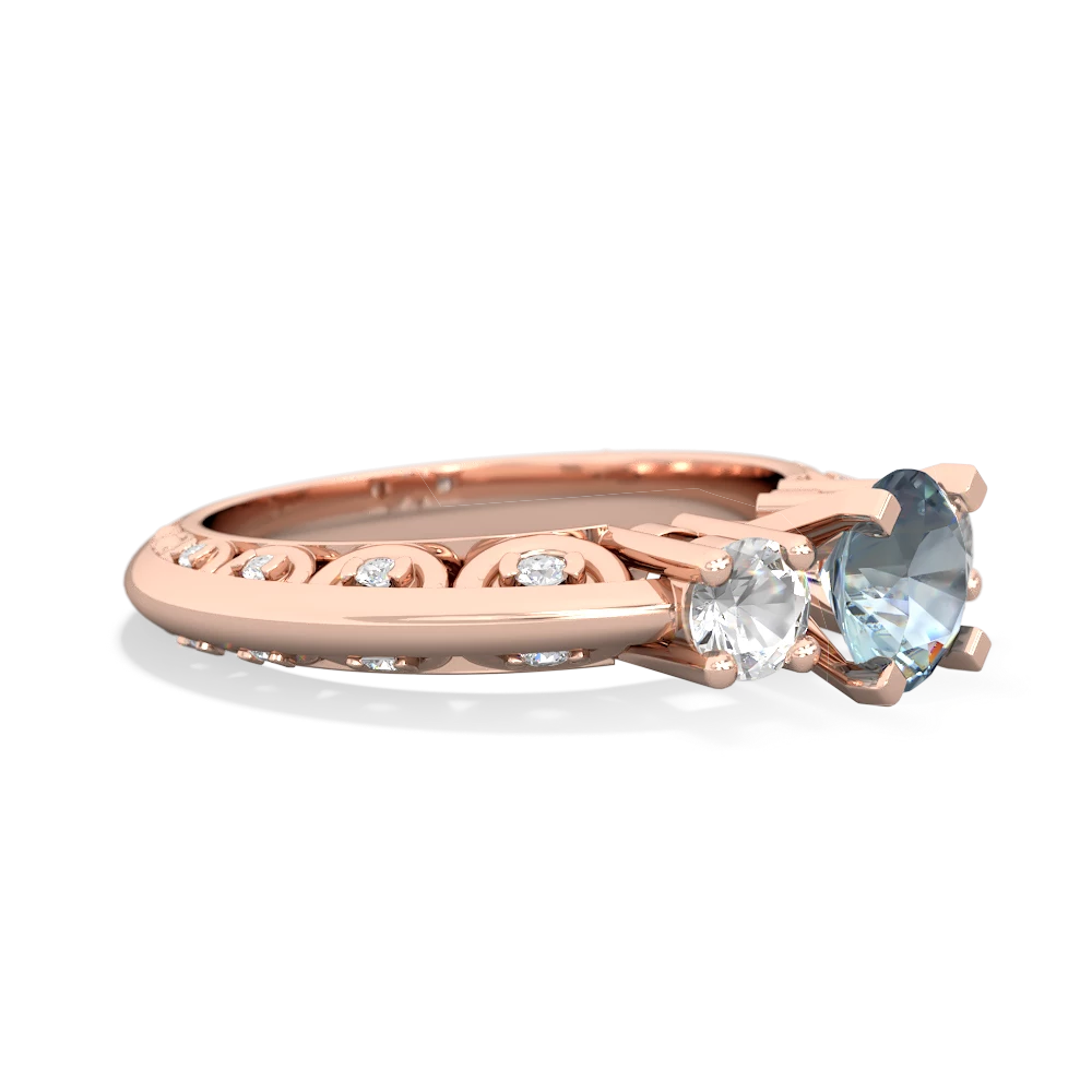 Aquamarine Art Deco Eternal Embrace Engagement 14K Rose Gold ring C2003