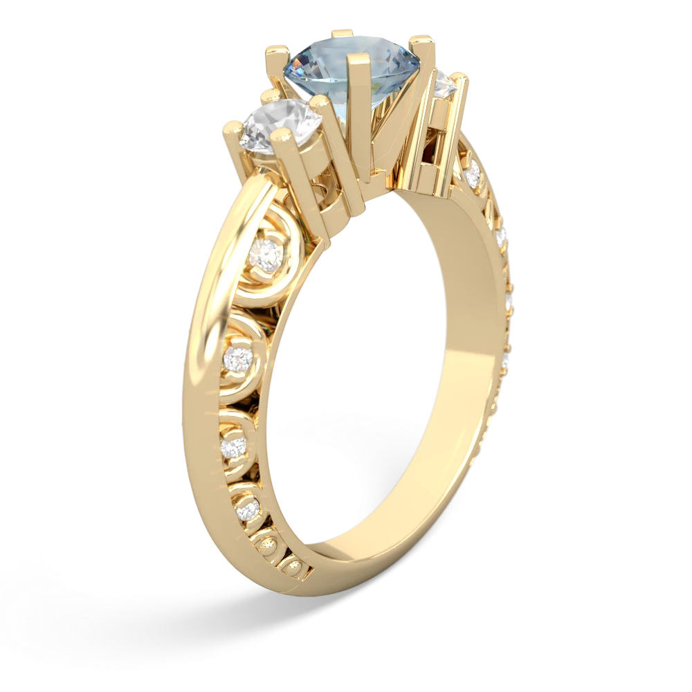 Aquamarine Art Deco Eternal Embrace Engagement 14K Yellow Gold ring C2003