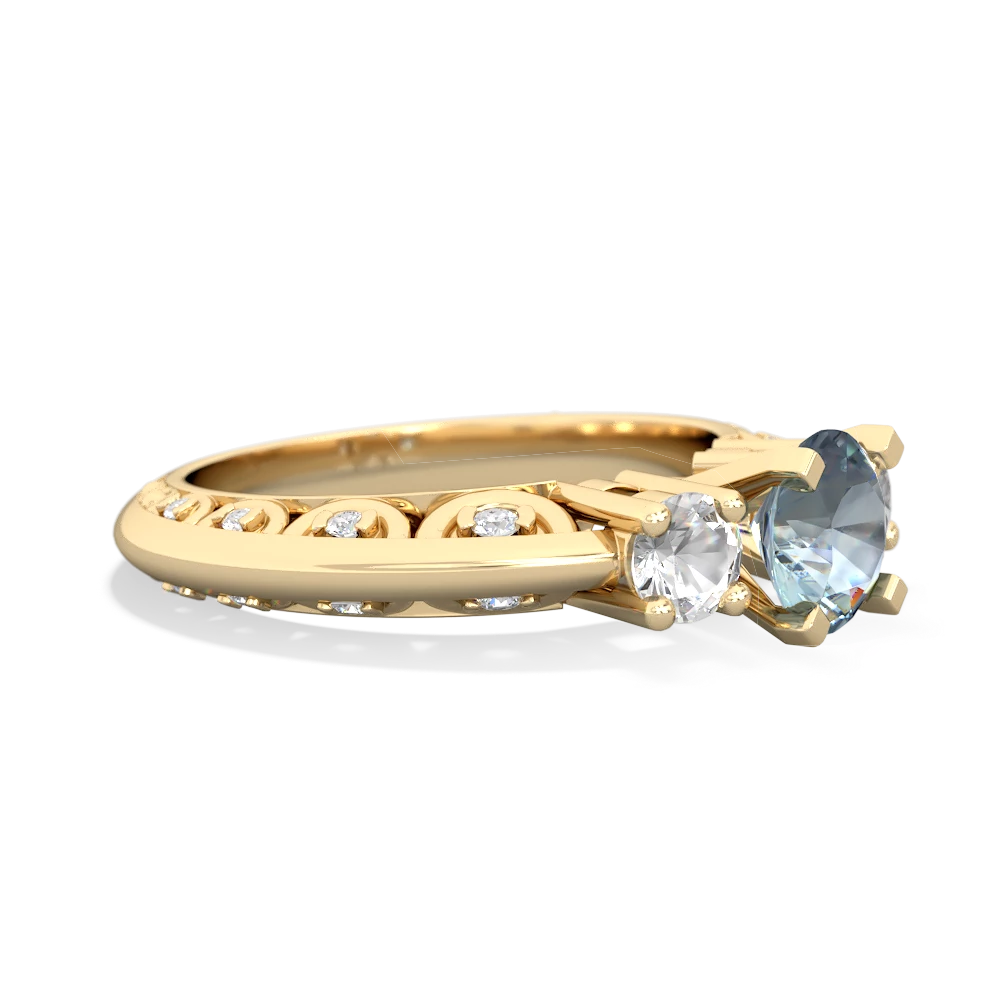 Aquamarine Art Deco Eternal Embrace Engagement 14K Yellow Gold ring C2003