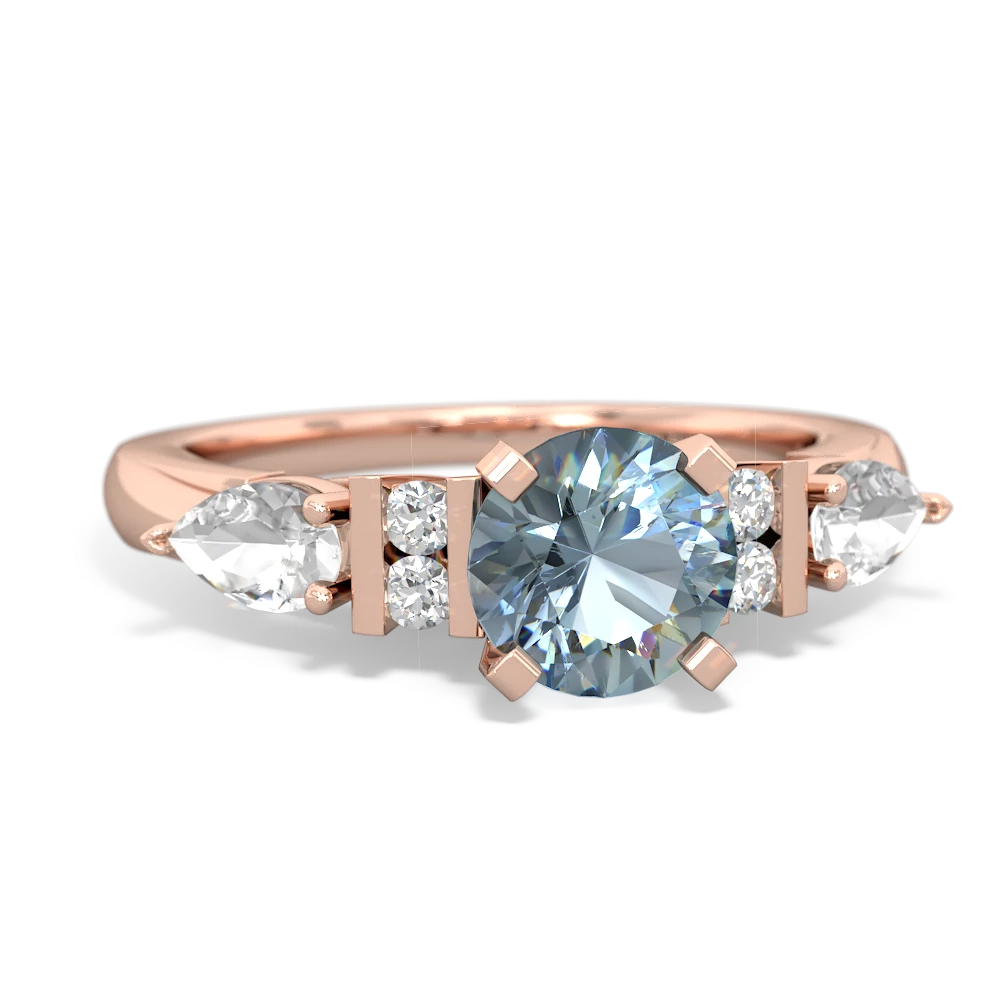 Aquamarine 6Mm Round Eternal Embrace Engagement 14K Rose Gold ring R2005