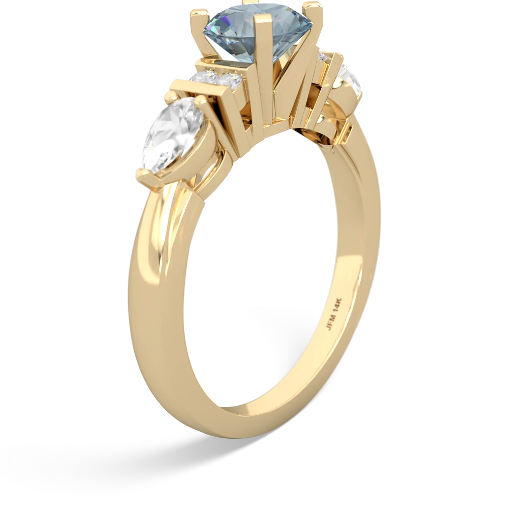 Aquamarine 6Mm Round Eternal Embrace Engagement 14K Yellow Gold ring R2005