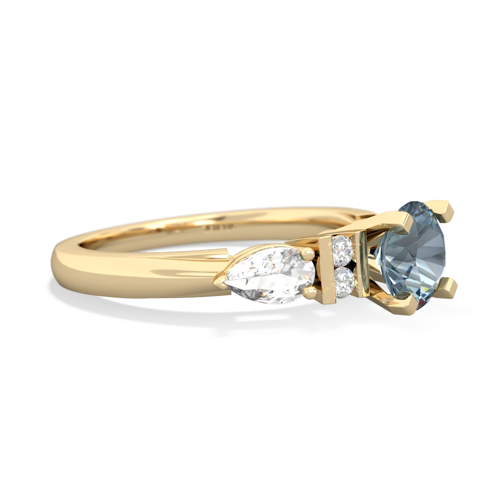 Aquamarine 6Mm Round Eternal Embrace Engagement 14K Yellow Gold ring R2005