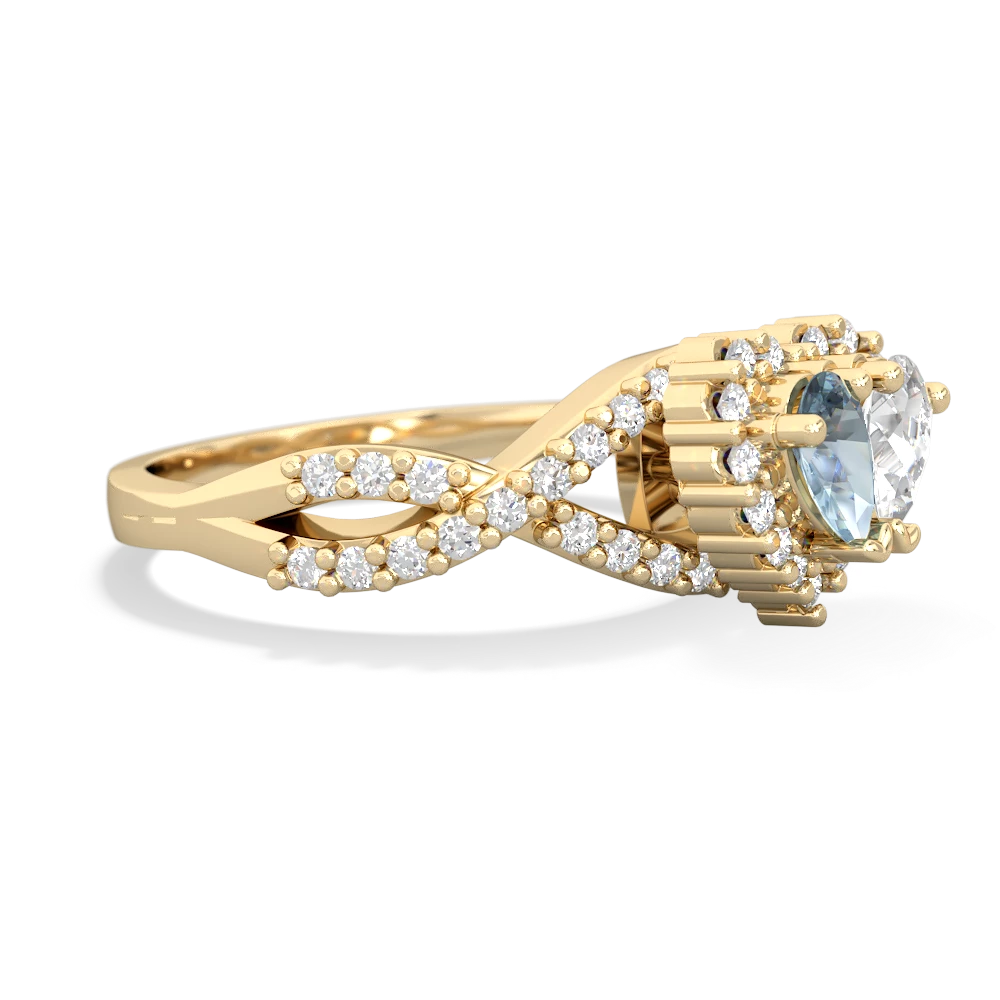 Aquamarine Diamond Twist 'One Heart' 14K Yellow Gold ring R2640HRT