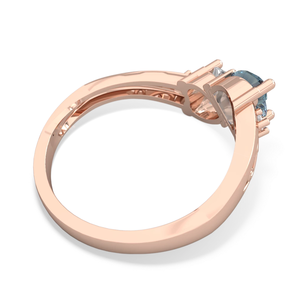 Aquamarine Snuggling Hearts 14K Rose Gold ring R2178