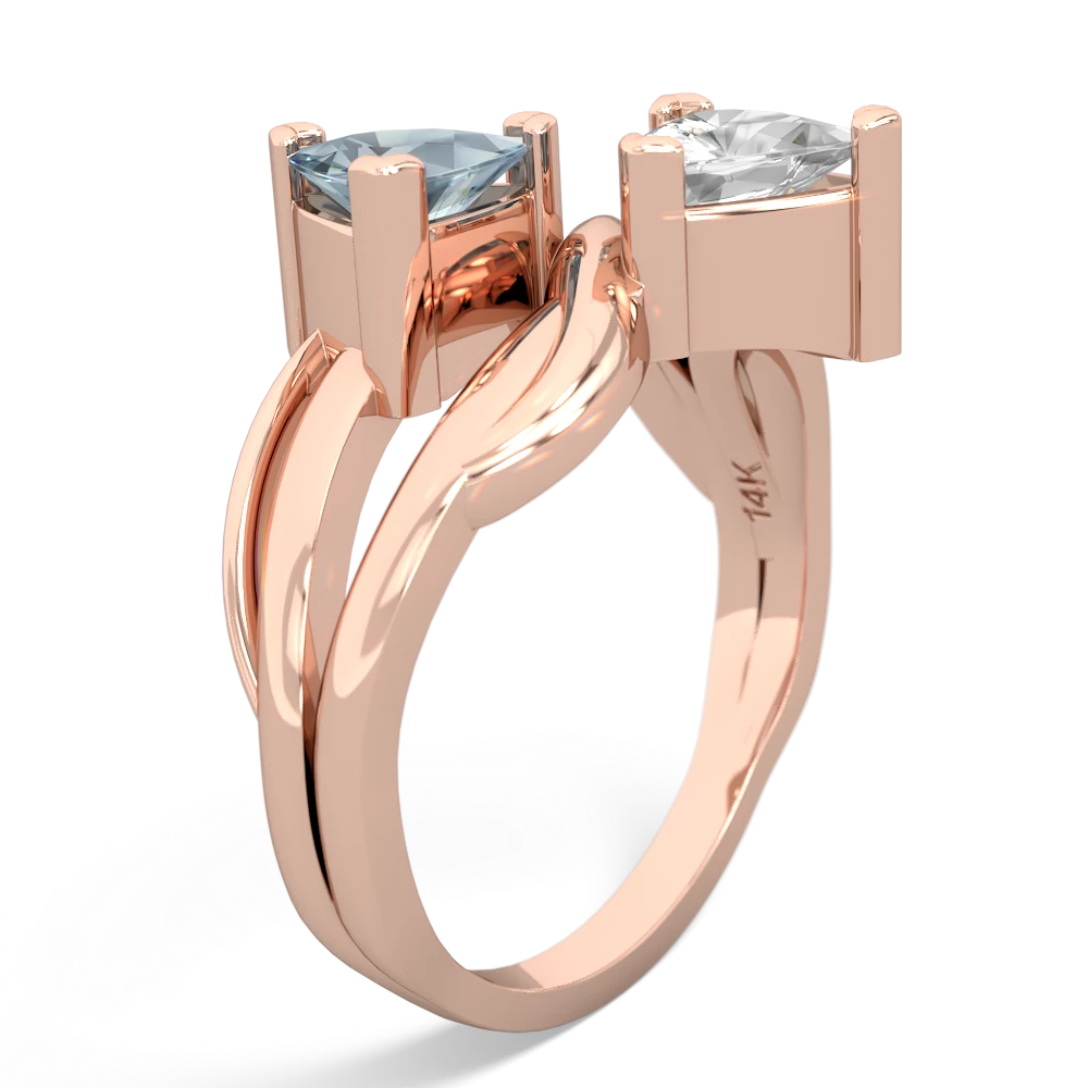 Aquamarine Split Band Swirl 14K Rose Gold ring R2341