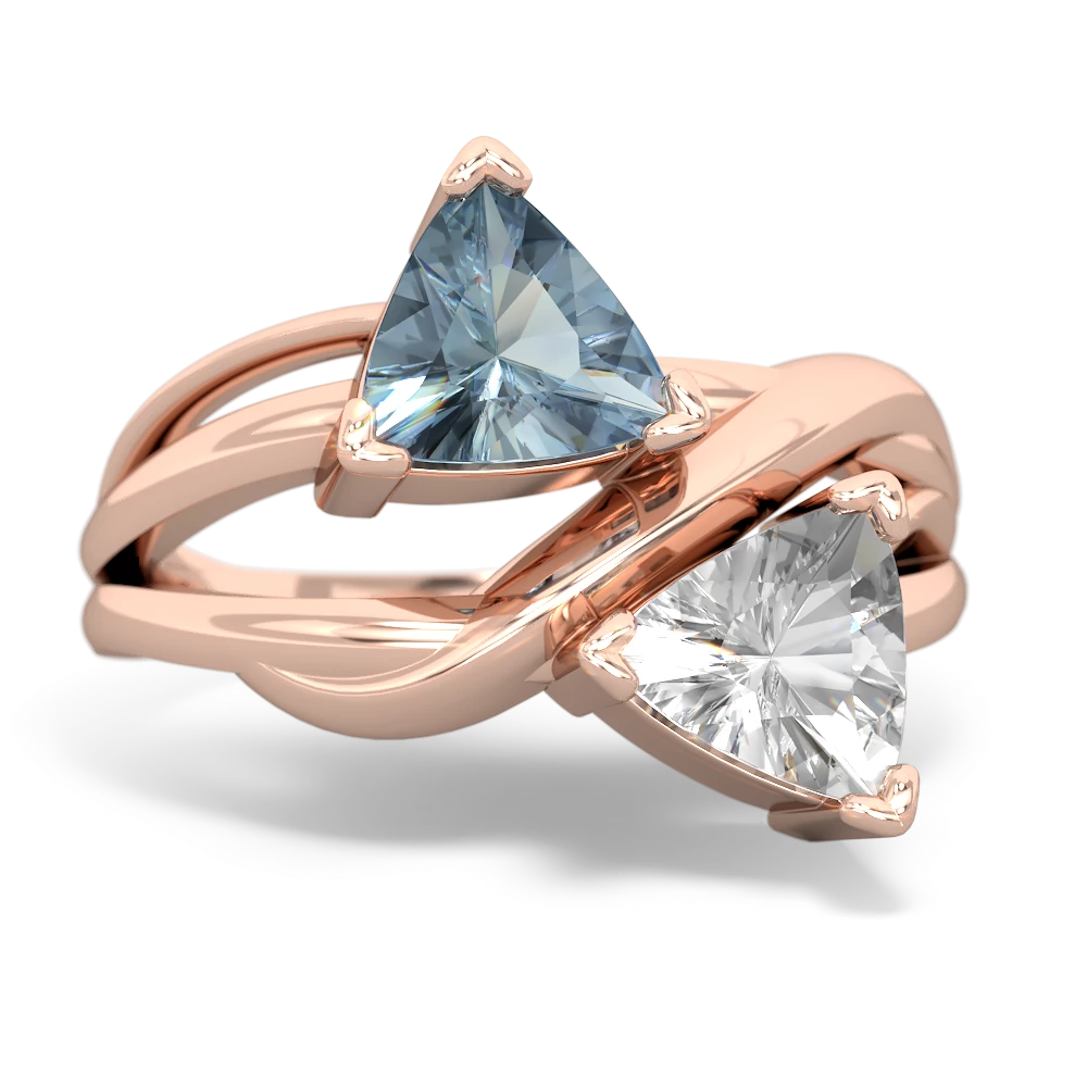 Aquamarine Split Band Swirl 14K Rose Gold ring R2341