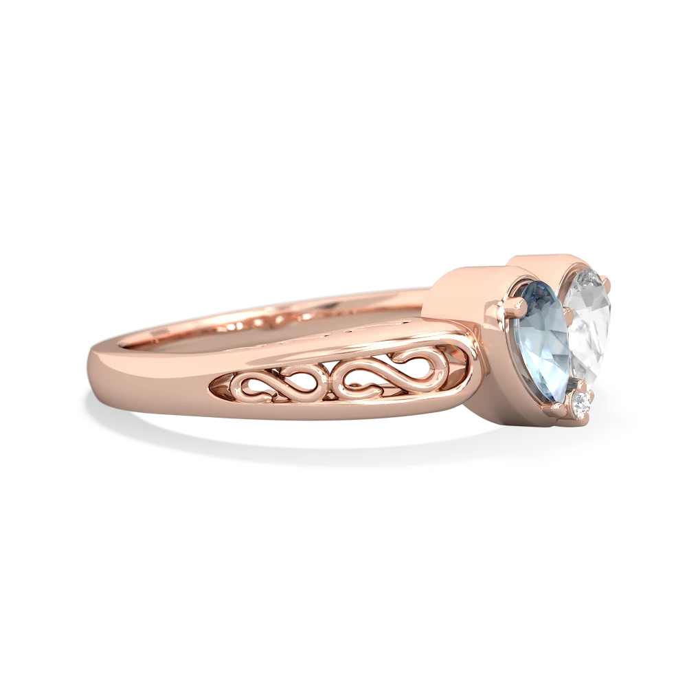 Aquamarine Filligree 'One Heart' 14K Rose Gold ring R5070