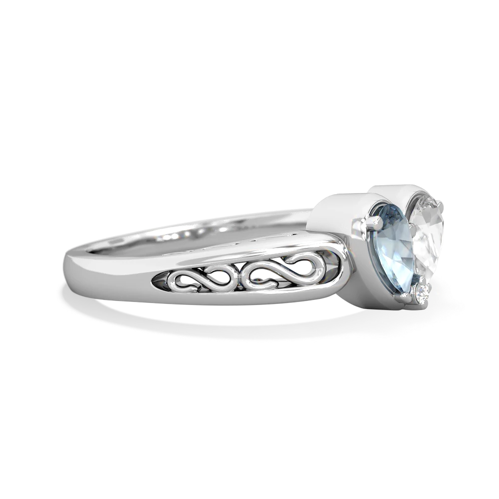 Aquamarine Filligree 'One Heart' 14K White Gold ring R5070