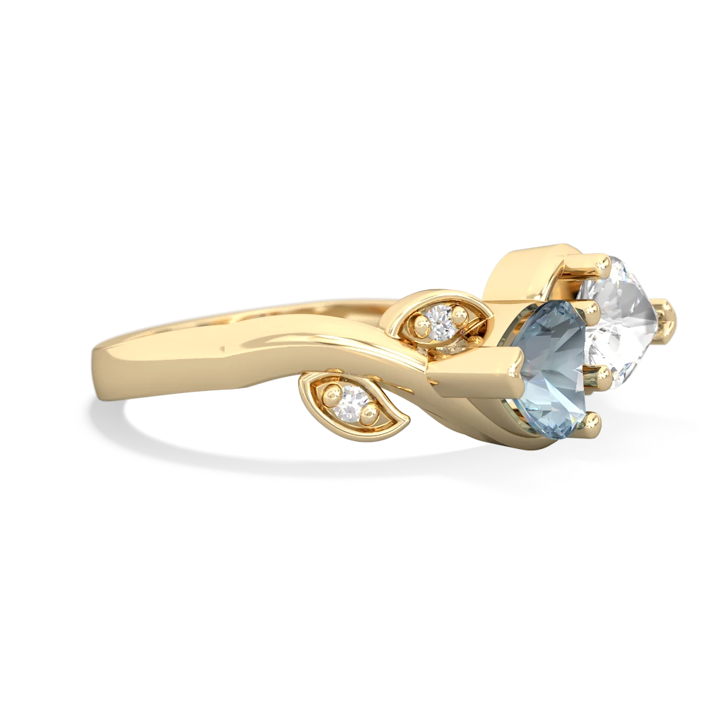Aquamarine Floral Elegance 14K Yellow Gold ring R5790