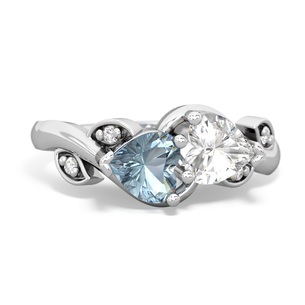 Aquamarine Floral Elegance 14K White Gold ring R5790