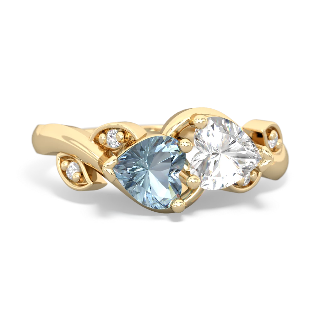 Aquamarine Floral Elegance 14K Yellow Gold ring R5790