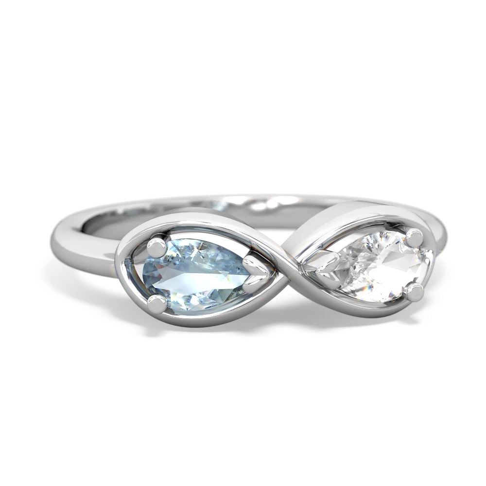 Aquamarine Infinity 14K White Gold ring R5050