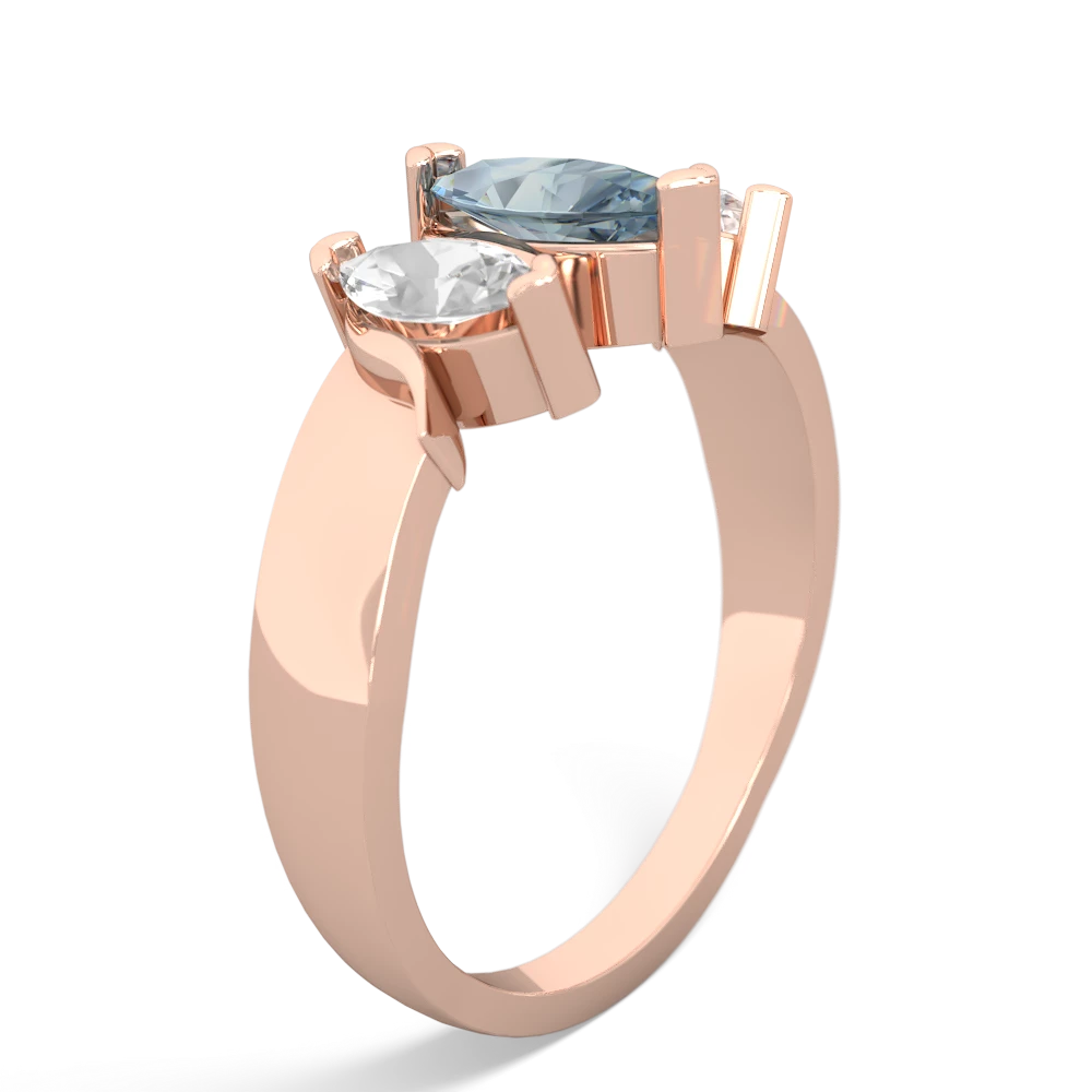 Aquamarine Three Peeks 14K Rose Gold ring R2433