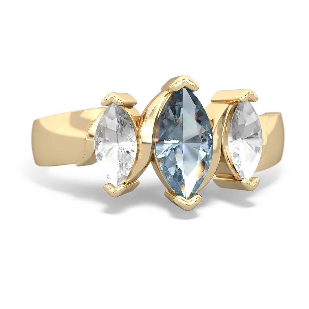 Aquamarine Three Peeks 14K Yellow Gold ring R2433