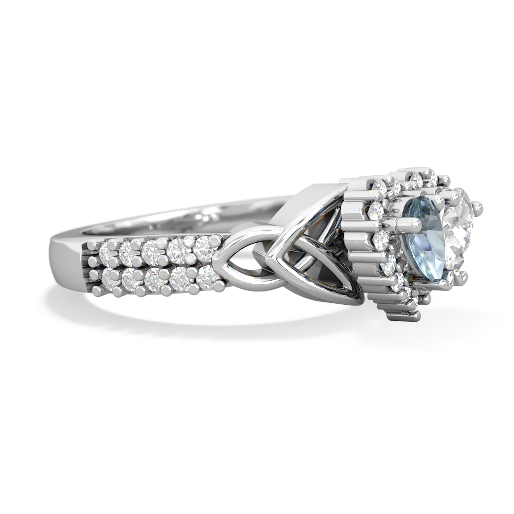 Aquamarine Celtic Knot Two Hearts As One 14K White Gold ring R2644HRT