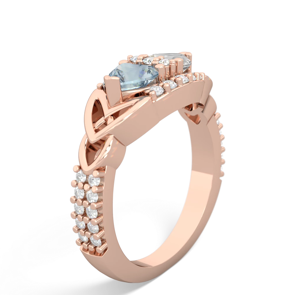 Aquamarine Sparkling Celtic Knot 14K Rose Gold ring R2645