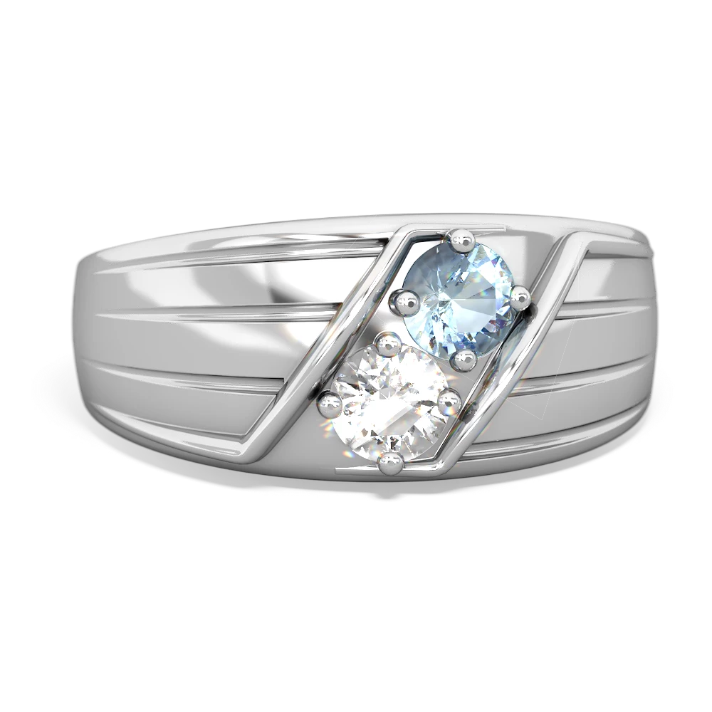 Aquamarine Men's Streamline 14K White Gold ring R0460