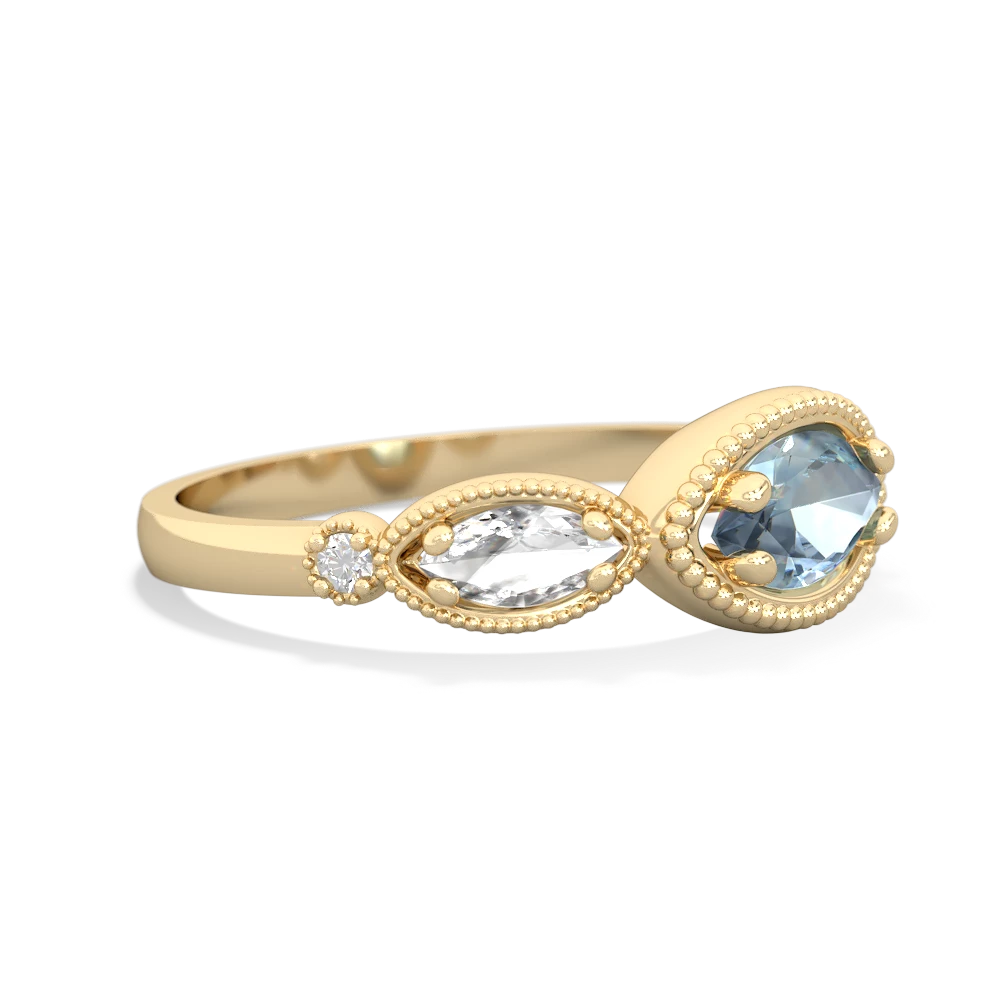 Aquamarine Milgrain Marquise 14K Yellow Gold ring R5700