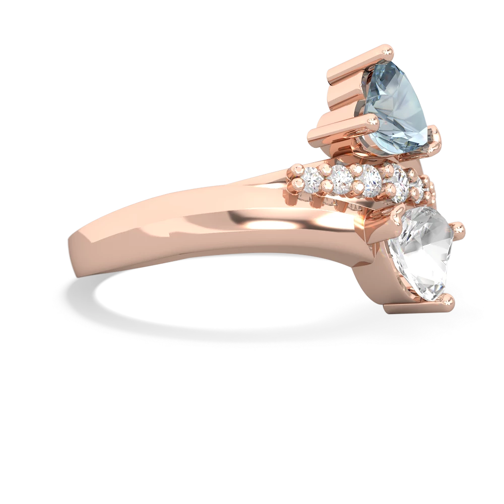 Aquamarine Heart To Heart 14K Rose Gold ring R2064