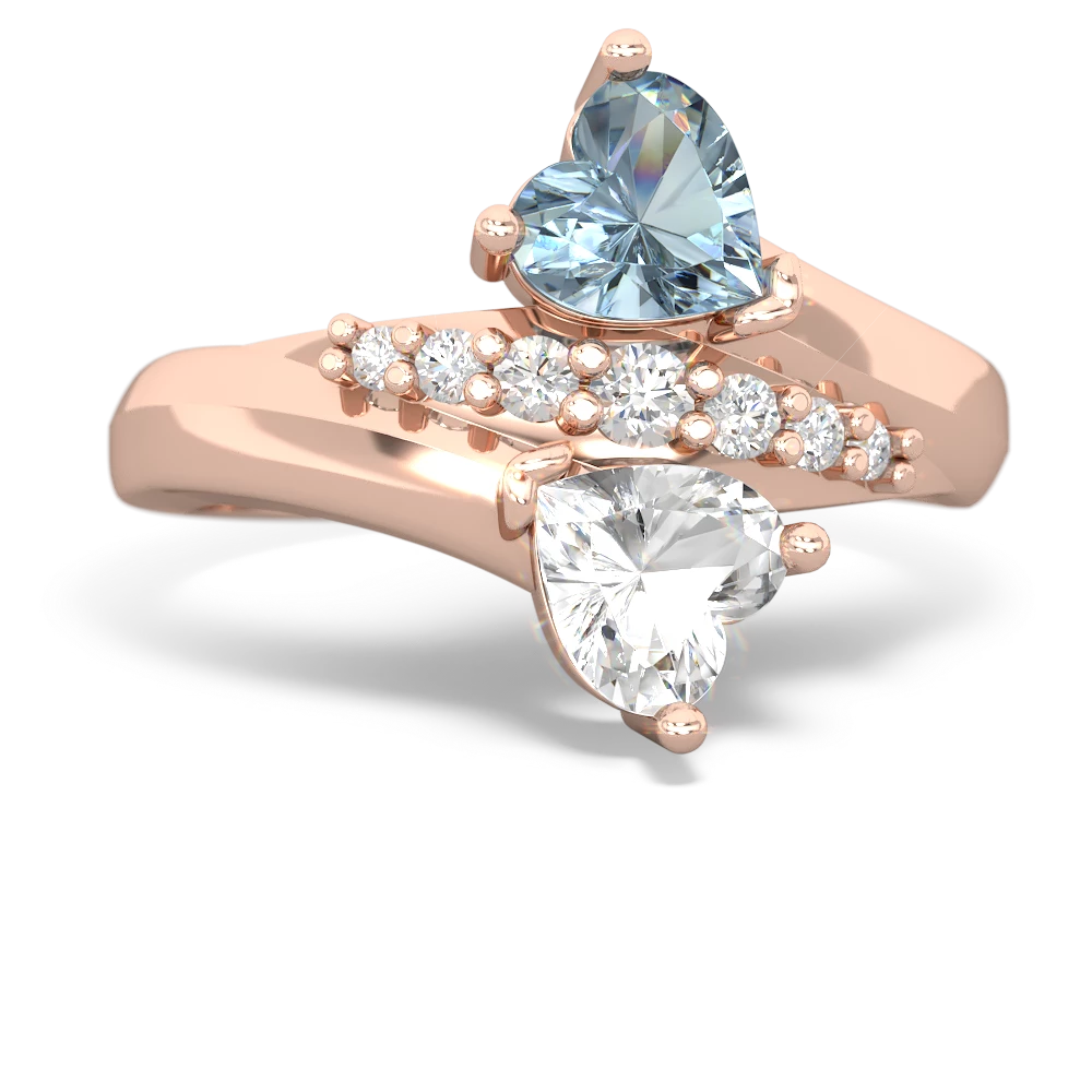 Aquamarine Heart To Heart 14K Rose Gold ring R2064