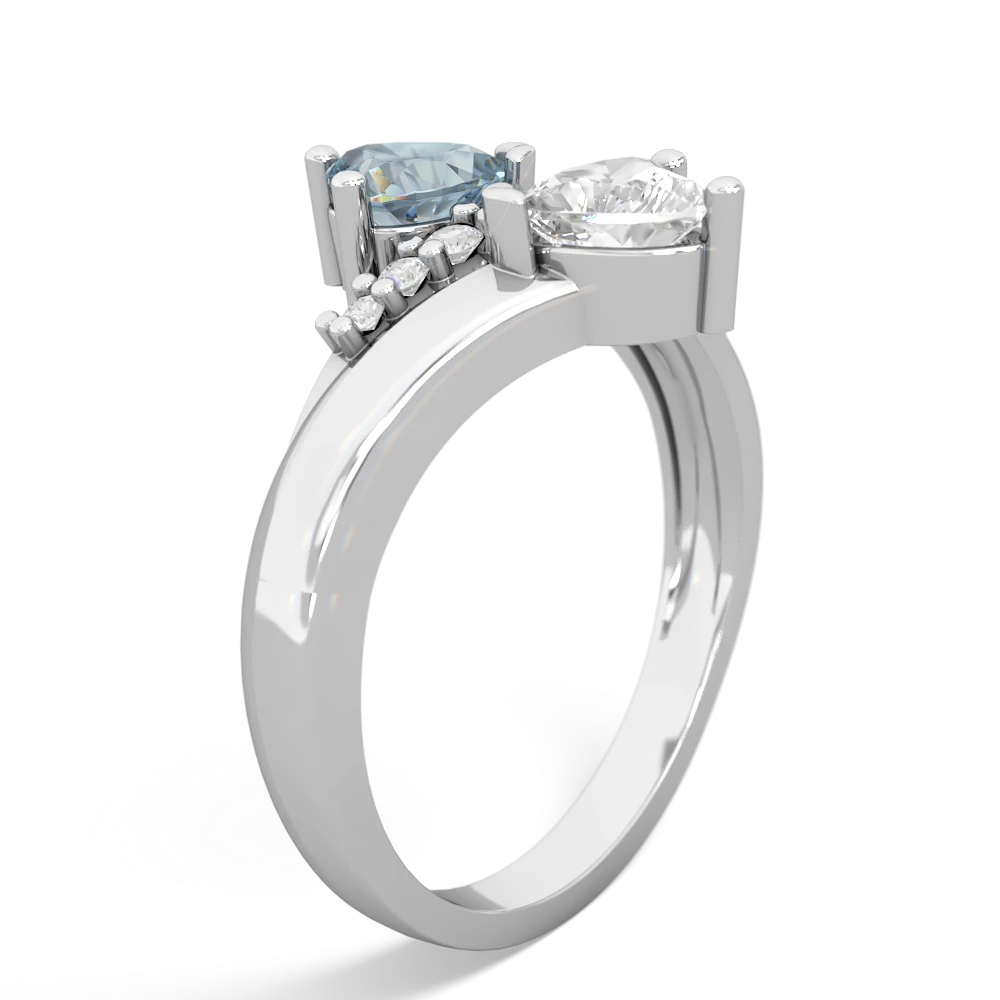 Aquamarine Heart To Heart 14K White Gold ring R2064