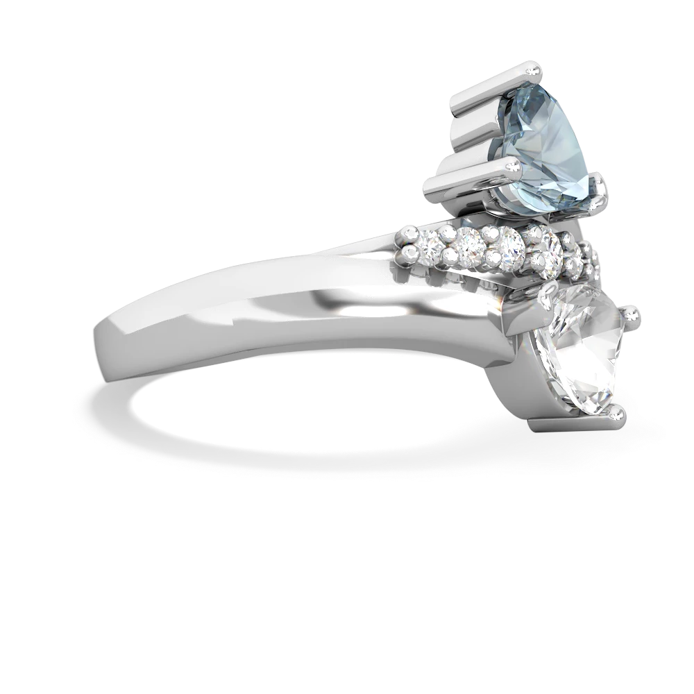 Aquamarine Heart To Heart 14K White Gold ring R2064