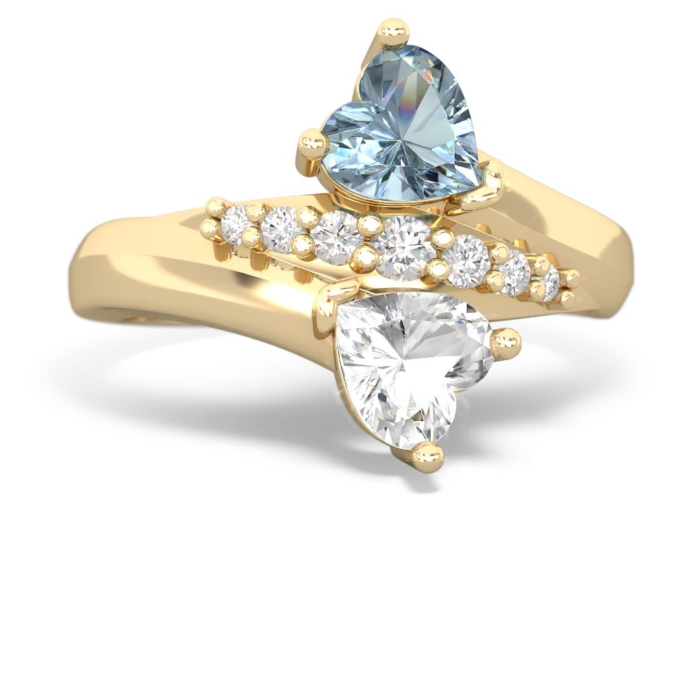 Aquamarine Heart To Heart 14K Yellow Gold ring R2064