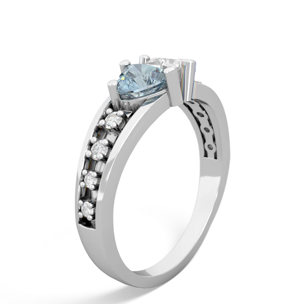 Aquamarine Heart To Heart 14K White Gold ring R3342