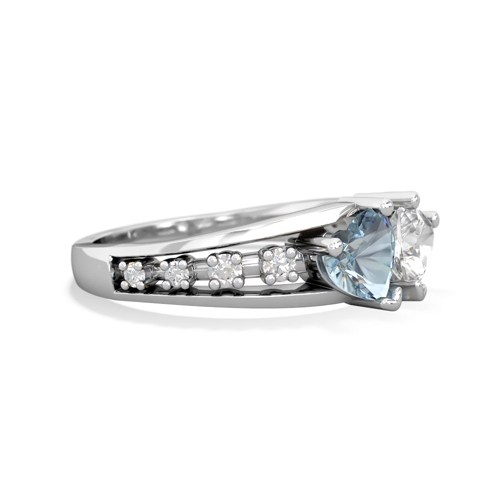 Aquamarine Heart To Heart 14K White Gold ring R3342