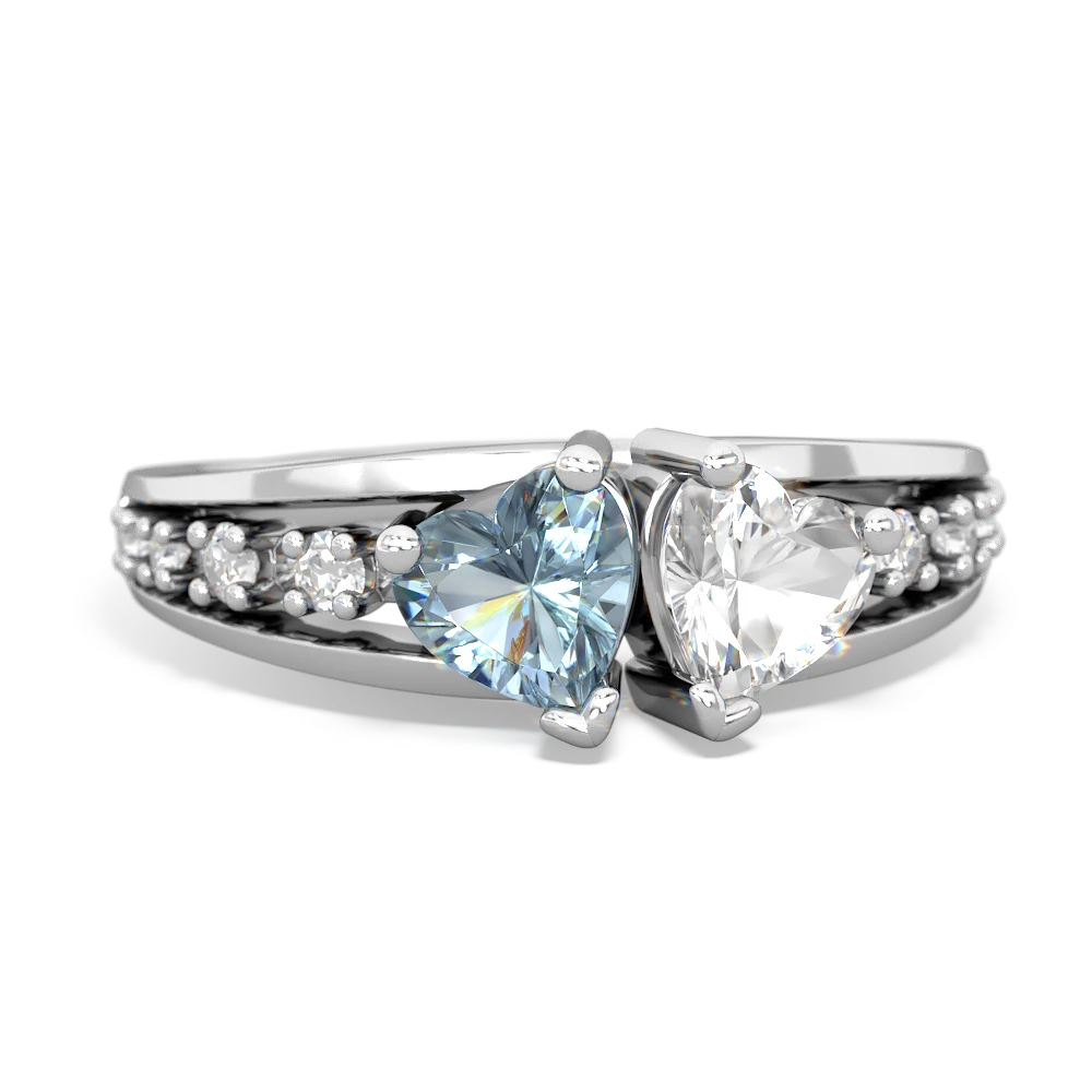 Aquamarine Heart To Heart 14K White Gold ring R3342