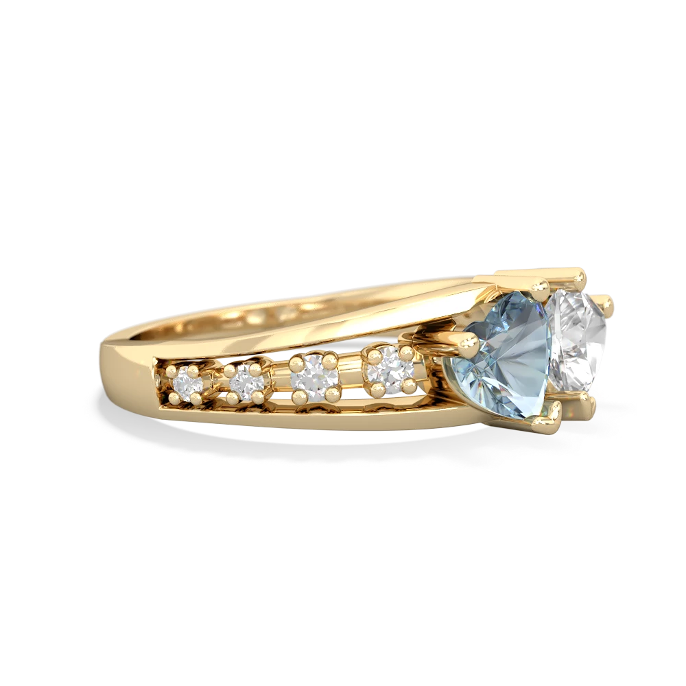 Aquamarine Heart To Heart 14K Yellow Gold ring R3342