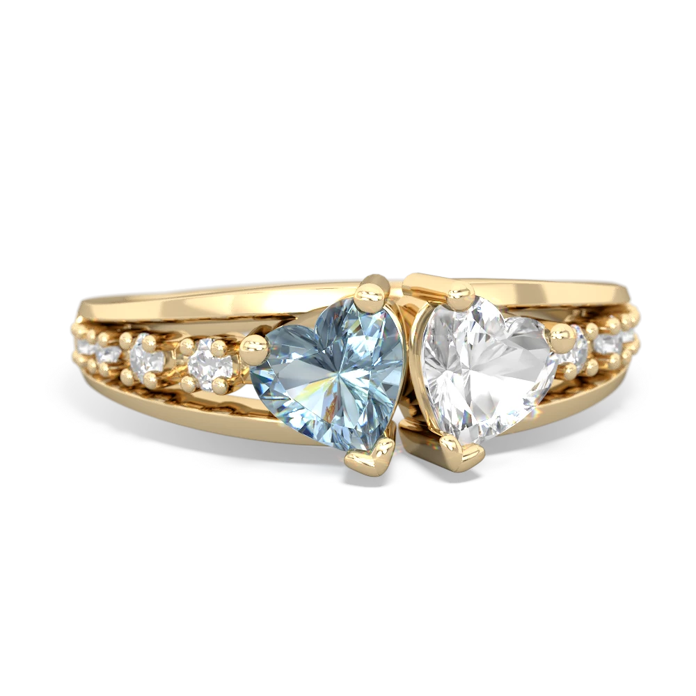 Aquamarine Heart To Heart 14K Yellow Gold ring R3342