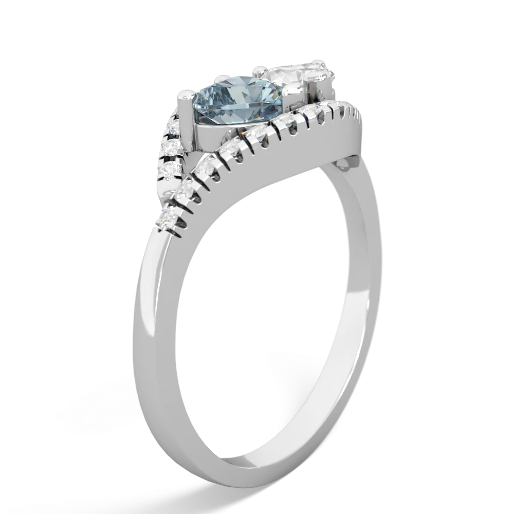 Aquamarine Mother And Child 14K White Gold ring R3010