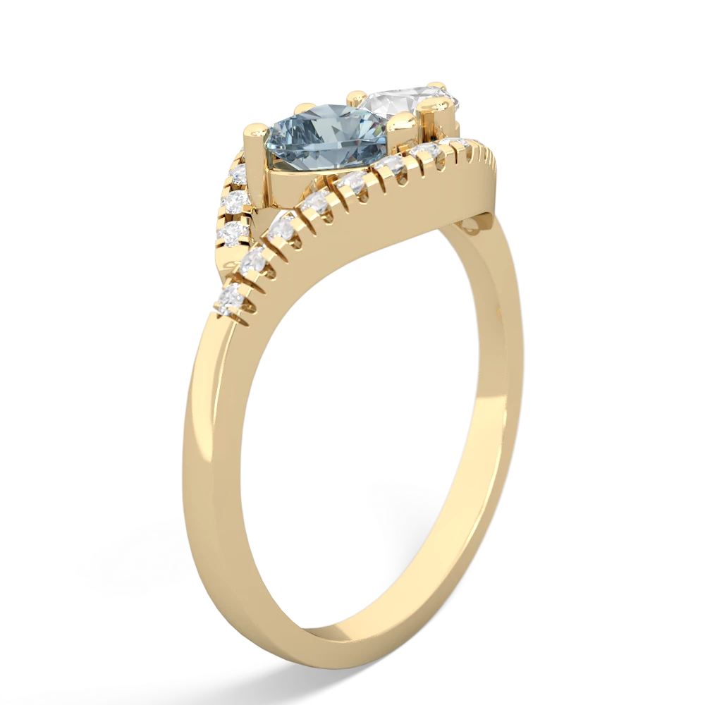 Aquamarine Mother And Child 14K Yellow Gold ring R3010