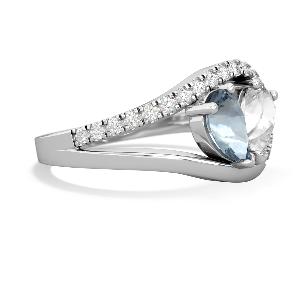 Aquamarine Nestled Heart Keepsake 14K White Gold ring R5650