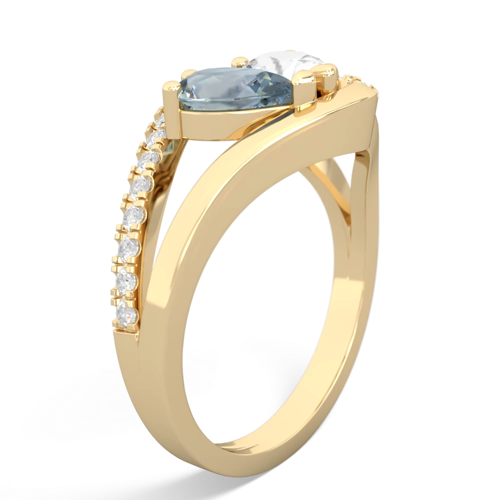 Aquamarine Nestled Heart Keepsake 14K Yellow Gold ring R5650