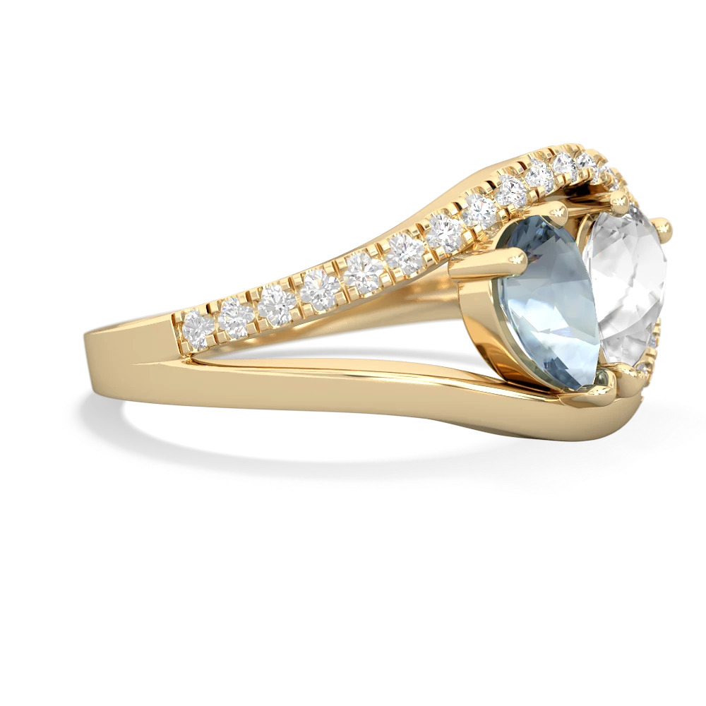 Aquamarine Nestled Heart Keepsake 14K Yellow Gold ring R5650