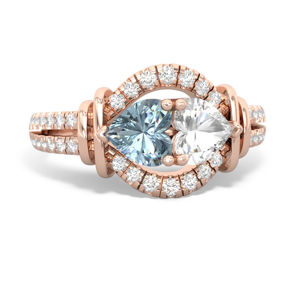 Aquamarine Art-Deco Keepsake 14K Rose Gold ring R5630