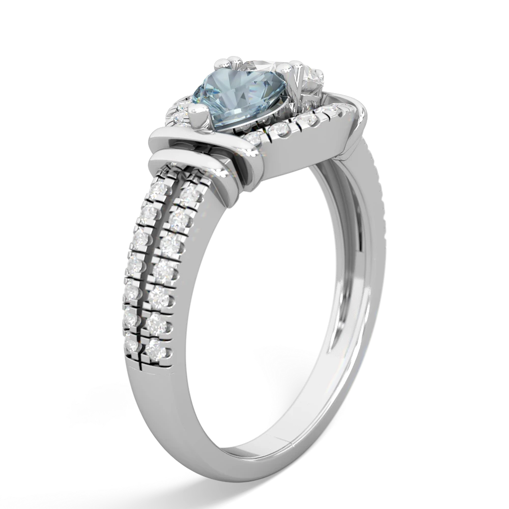 Aquamarine Art-Deco Keepsake 14K White Gold ring R5630