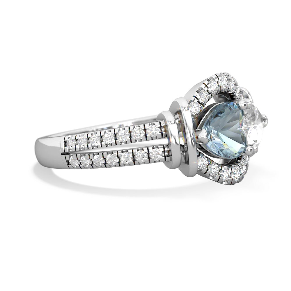 Aquamarine Art-Deco Keepsake 14K White Gold ring R5630