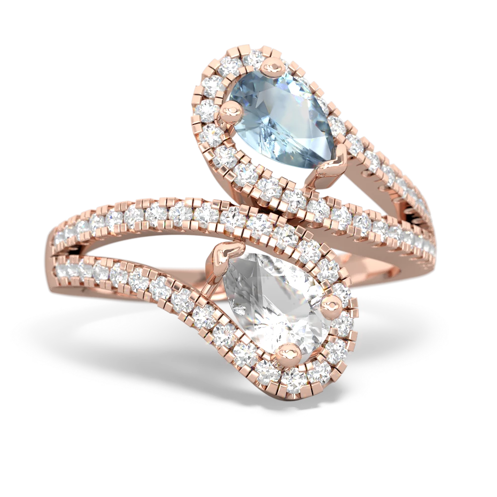 Aquamarine Diamond Dazzler 14K Rose Gold ring R3000