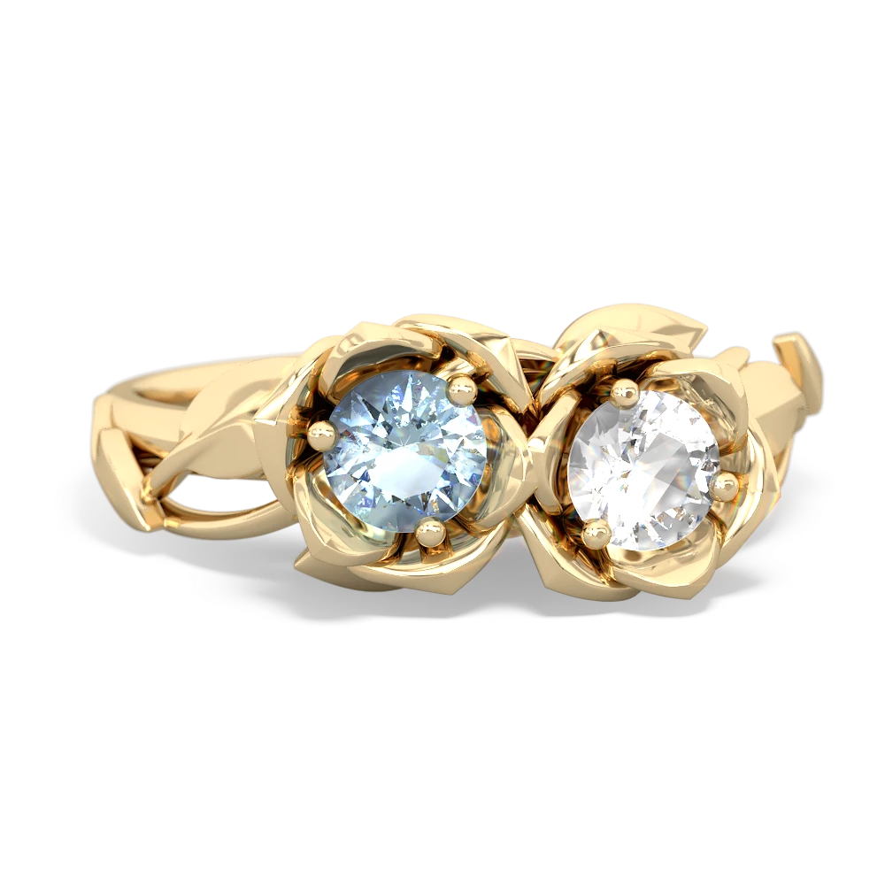 Aquamarine Rose Garden 14K Yellow Gold ring R5510