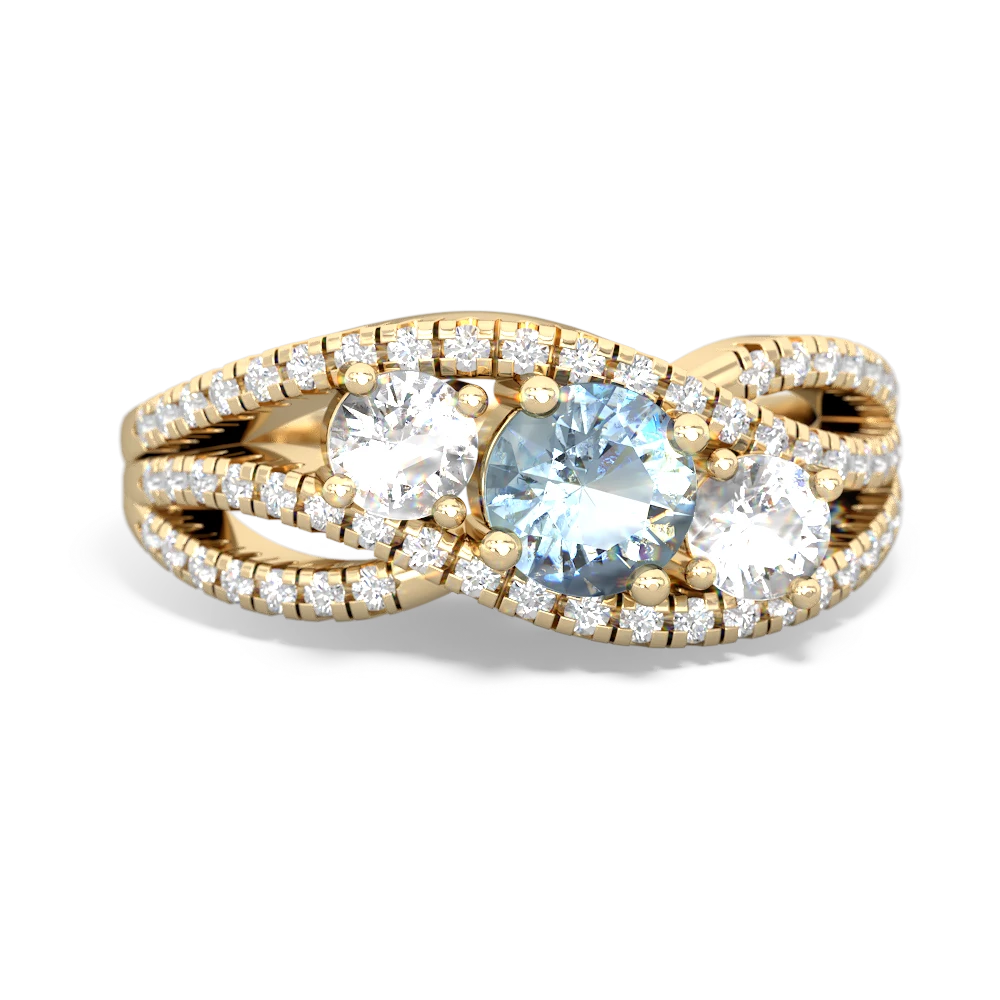 Aquamarine Three Stone Aurora 14K Yellow Gold ring R3080