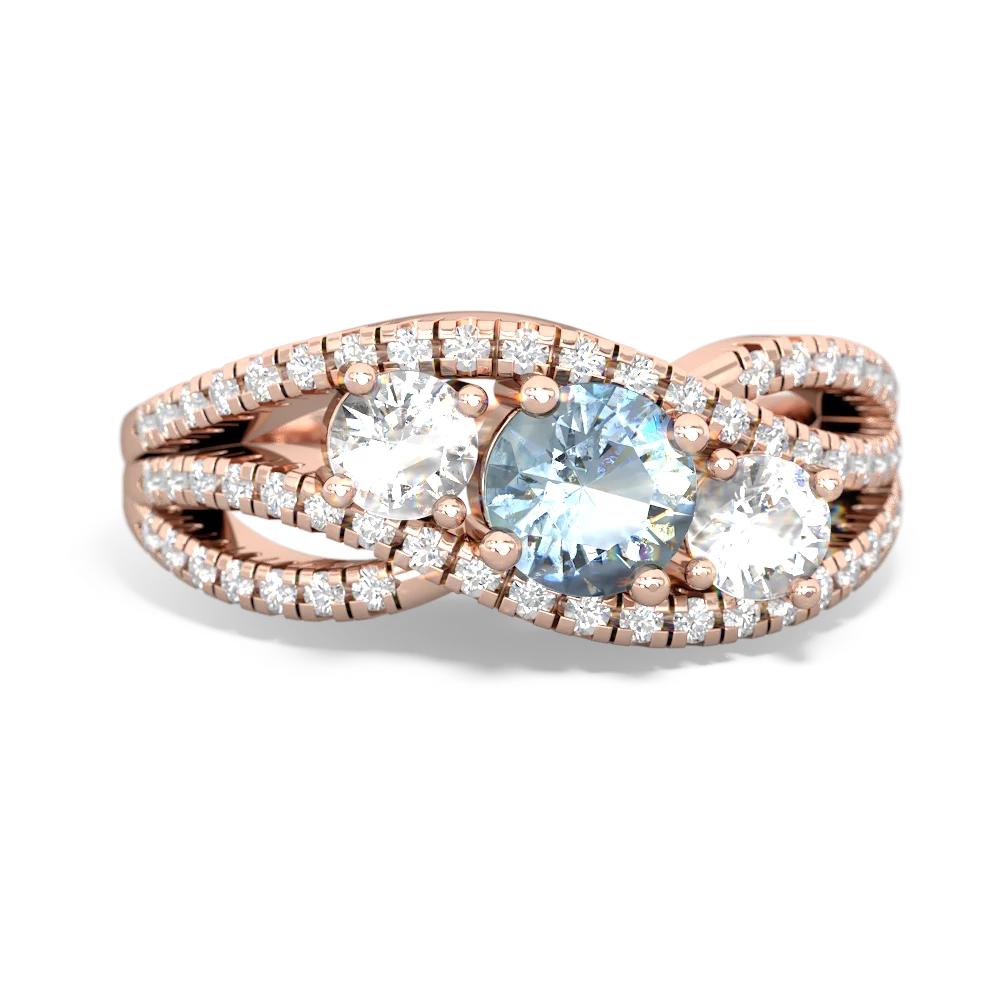 Aquamarine Three Stone Aurora 14K Rose Gold ring R3080